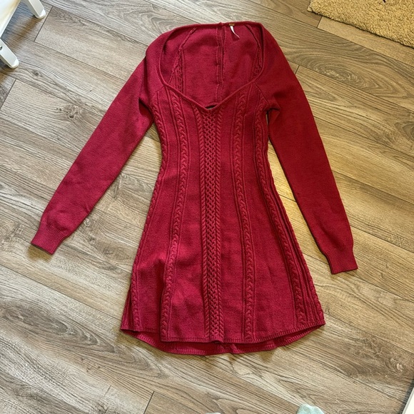 Free People Red Sweater Dress Size Medium - Picture 1 of 4